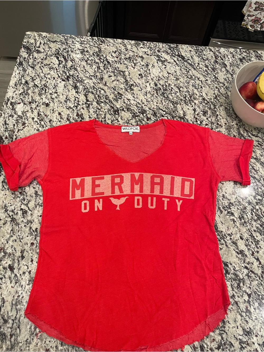 Wildfox Red V-Neck Graphic Tee